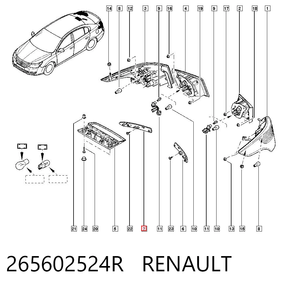 265602524R Renault (RVI) Правий катафот бампера