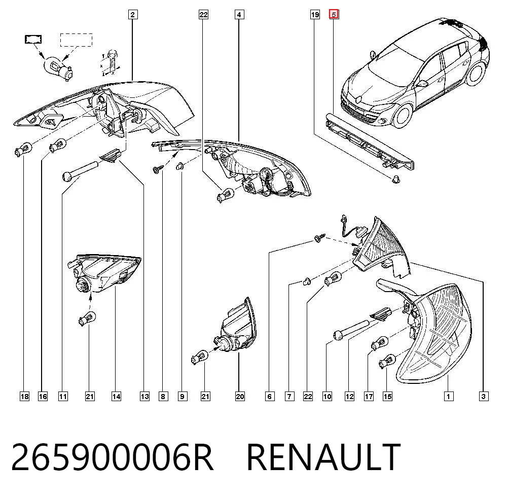 265900006R Renault (RVI) Стоп-сигнал заднього скла