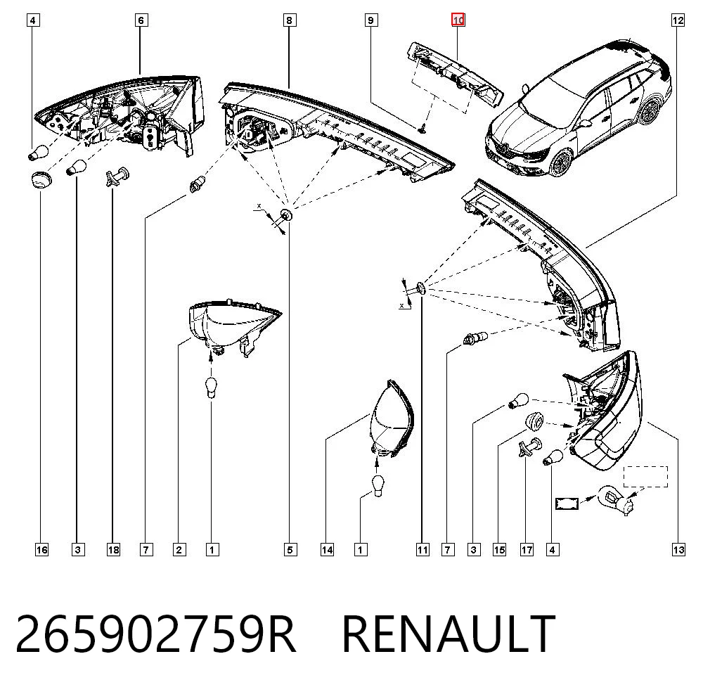 265902759R Renault (RVI) Стоп-сигнал заднього скла