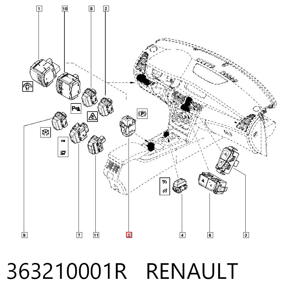 363210001R Renault (RVI) Вимикач контролю положення ручного гальма