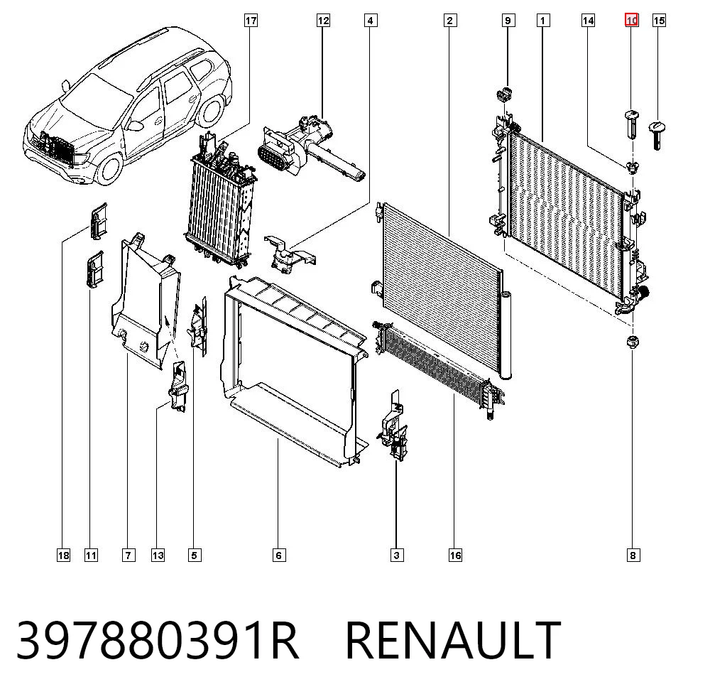 397880391R Renault (RVI) Подушка радіатора охолодження, верхня