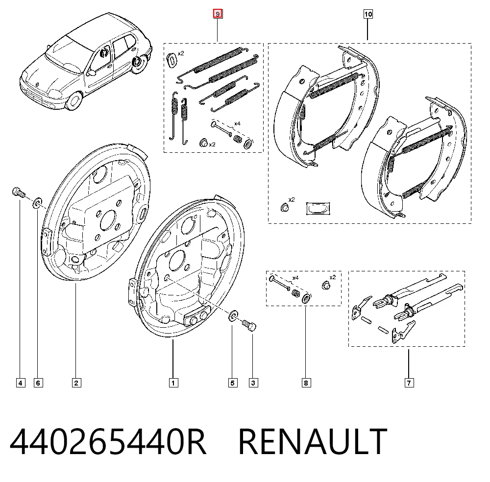Монтажний комплект задніх барабанних колодок A4534210400 Mercedes