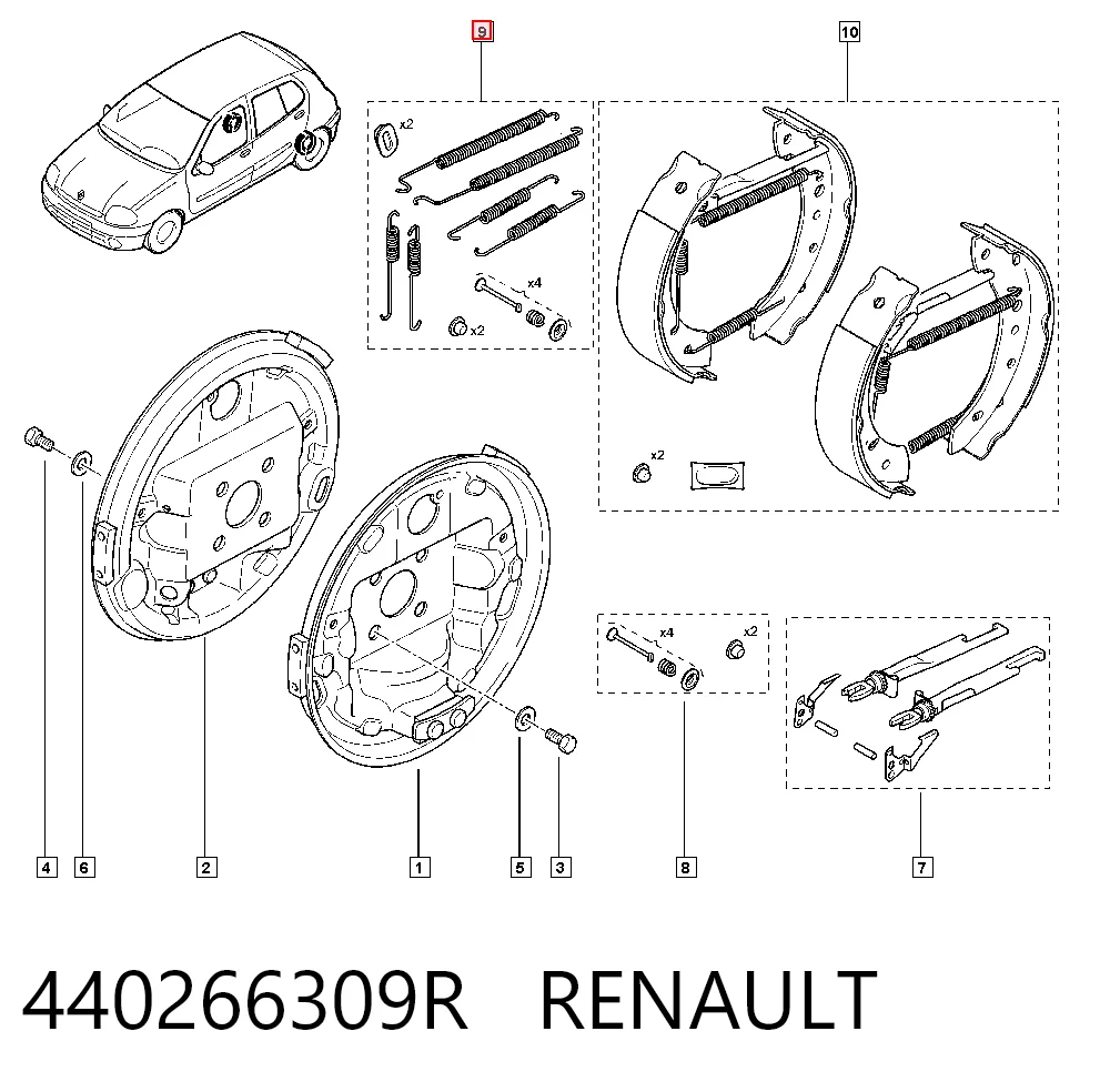 Монтажний комплект задніх барабанних колодок Mercedes A4534210400 ціна, від 13.68 USD