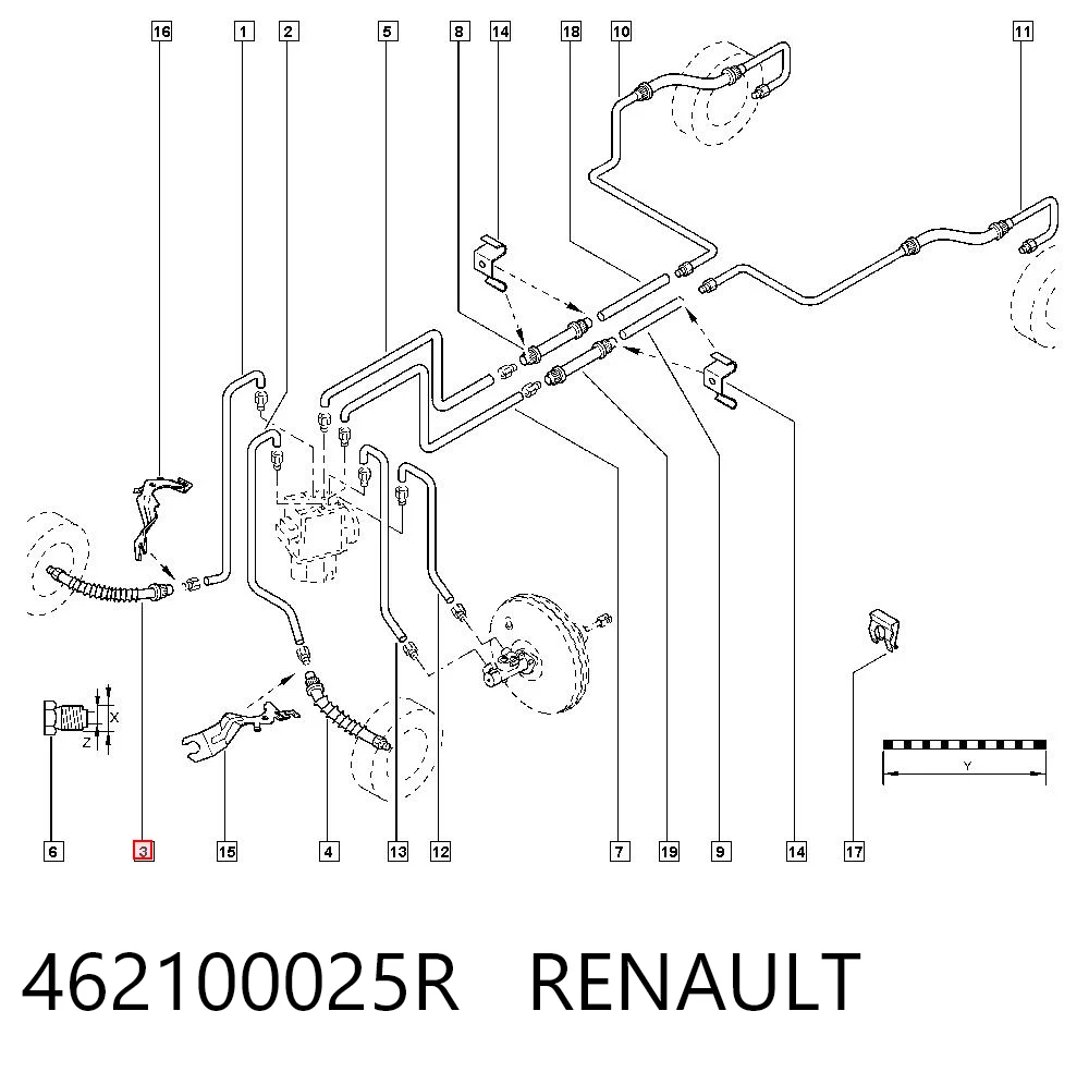 Гнучка гальмівна трубка передня на Renault Fluence  L3