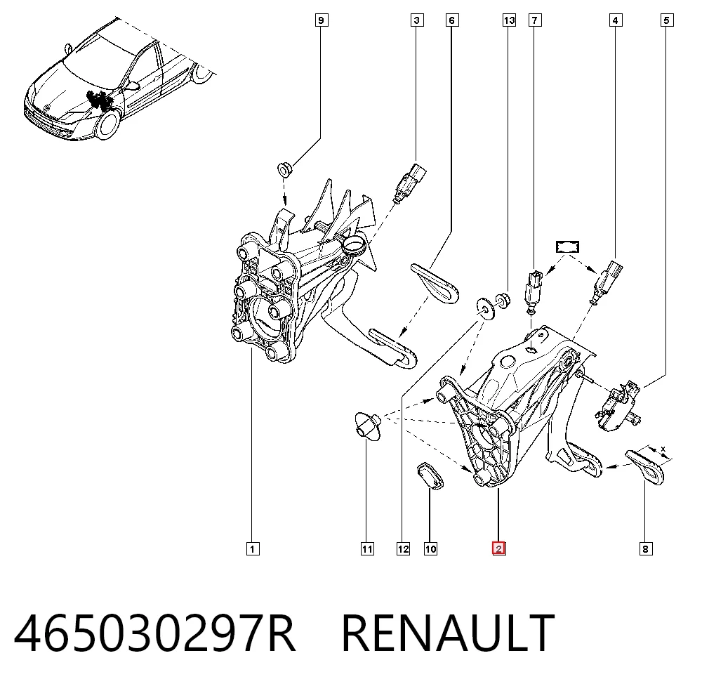 Педаль зчеплення на Renault Laguna III KT0, KT1