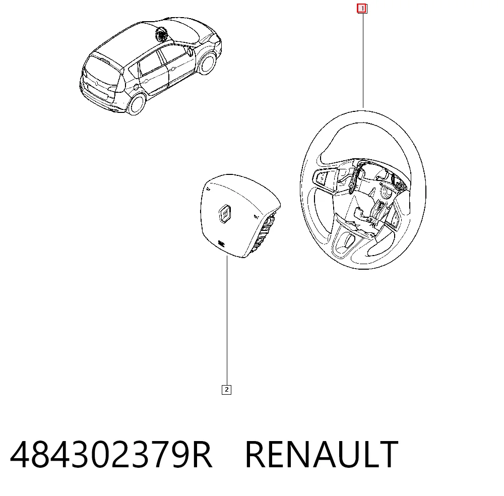 Рульове колесо Renault Megane III купе (DZ0, DZ1) (2008 - 2016) ціна, від 36.48 USD