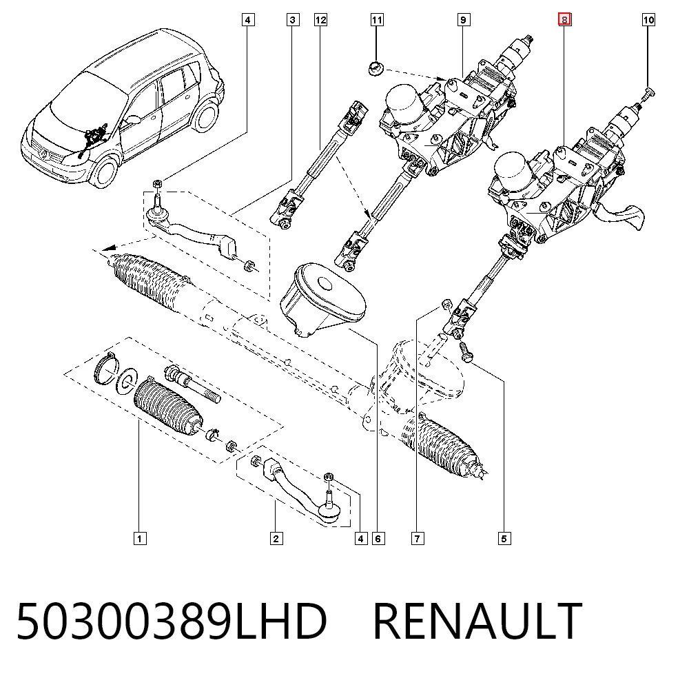 Рульова колонка Renault Scenic GRAND II мінівен (JM0, JM1) (2004 - 2009) ціна, від 107.69 USD