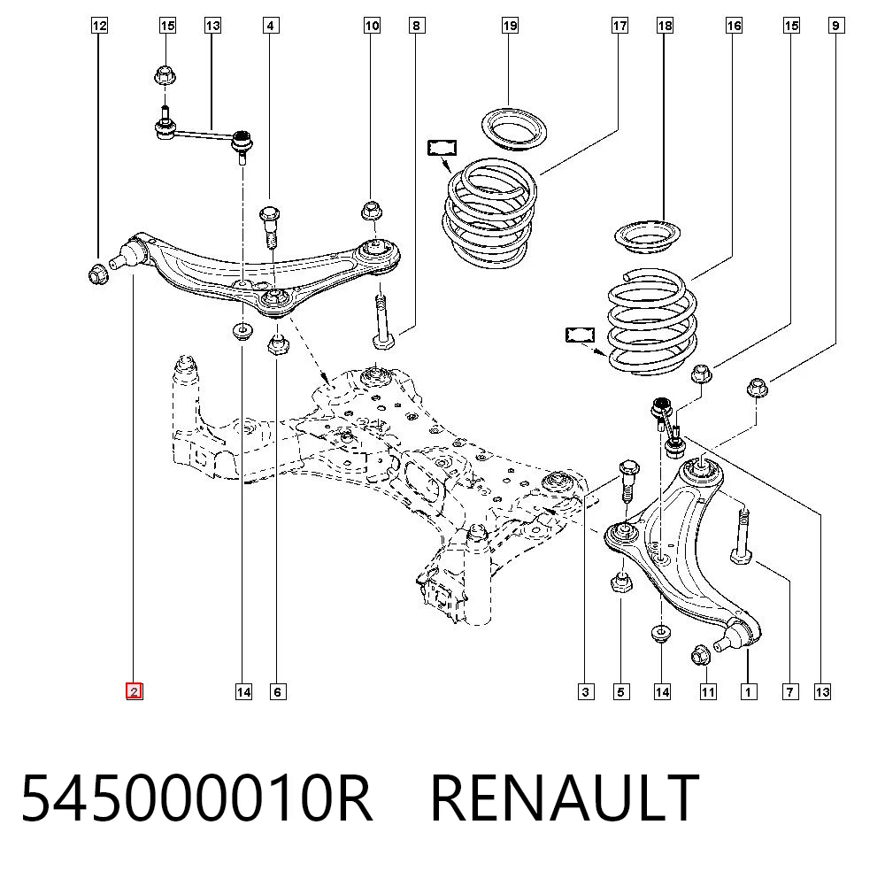 545000010R Renault (RVI) Важіль передньої підвіски нижній, правий