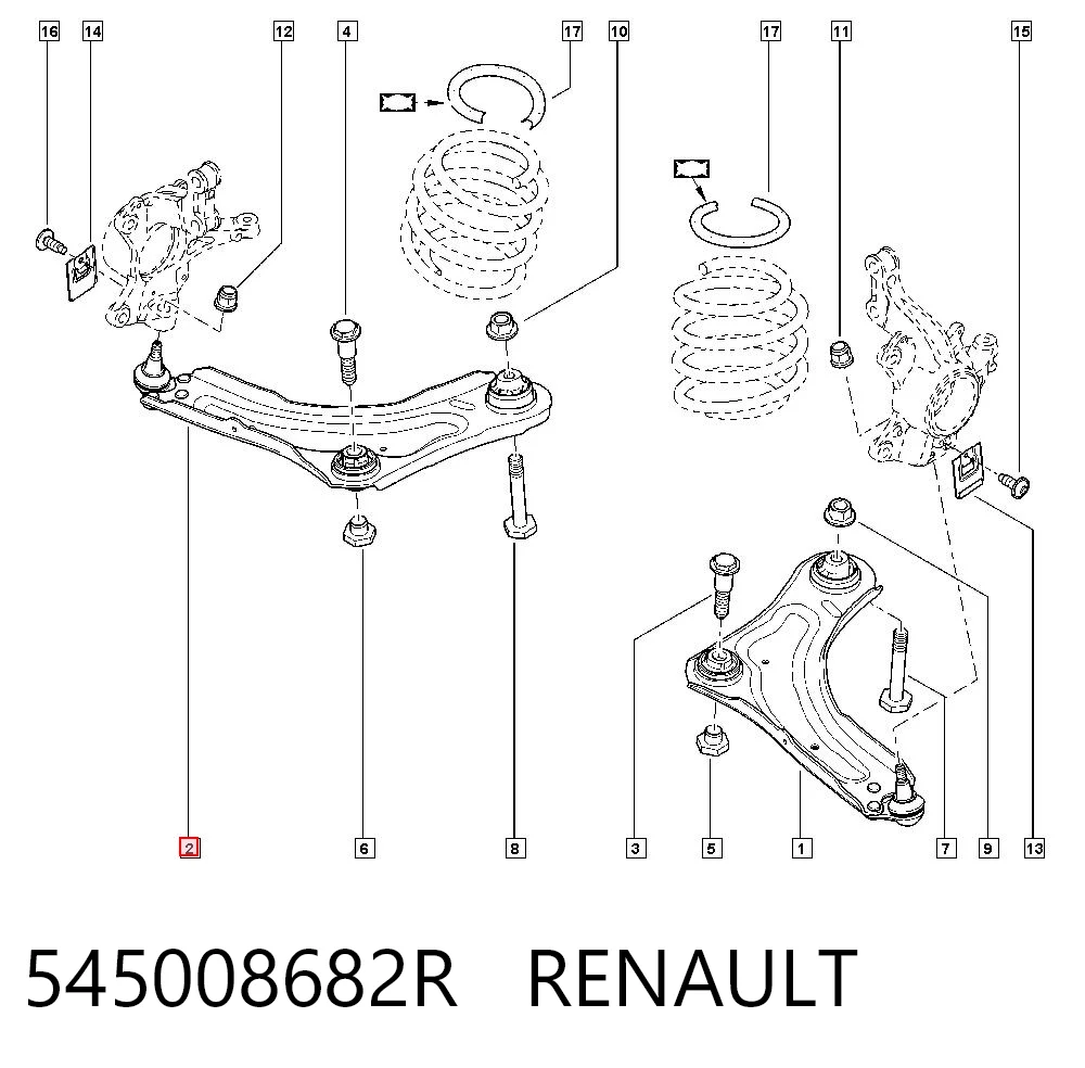 545008682R Renault (RVI) Важіль передньої підвіски нижній, правий