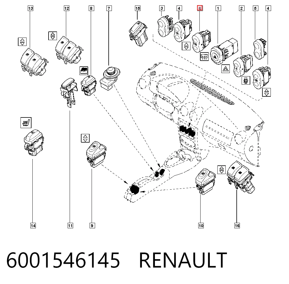 Кнопка включення обігріву заднього скла Qsp-m 6001546145 ціна, від 4.22 USD