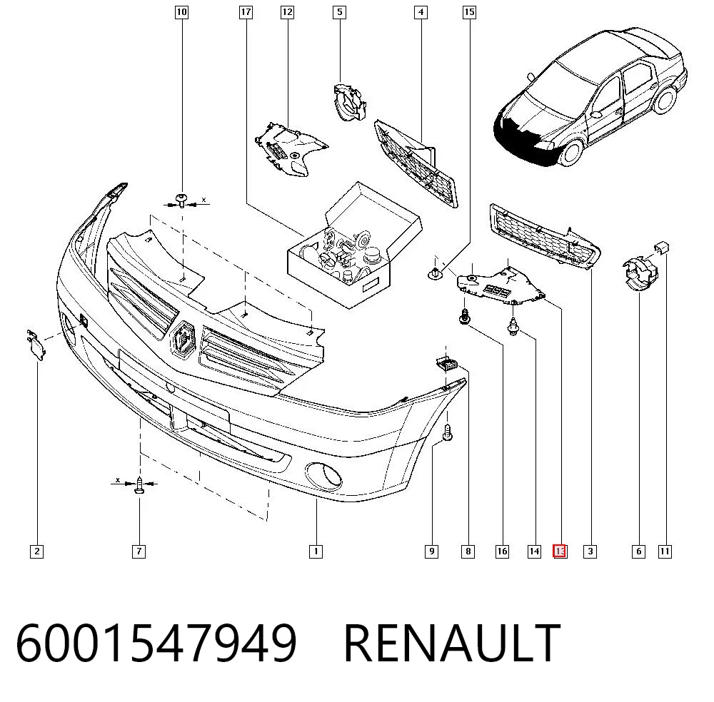 Накладка бампера переднього, ліва Polcar 2801347X ціна, від 4.81 USD