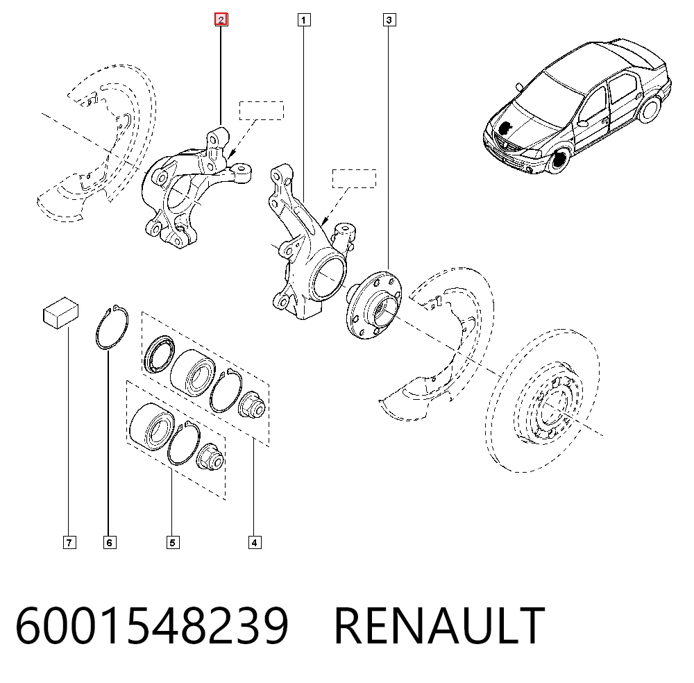 Цапфа - поворотний кулак передній, правий 6001548867 Lada