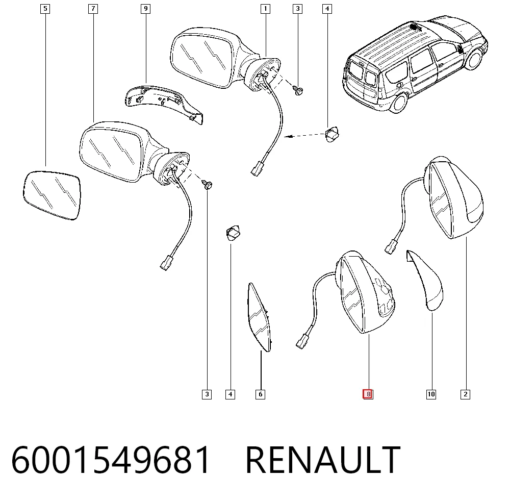 6001549681 Lada Праве дзеркало заднього виду