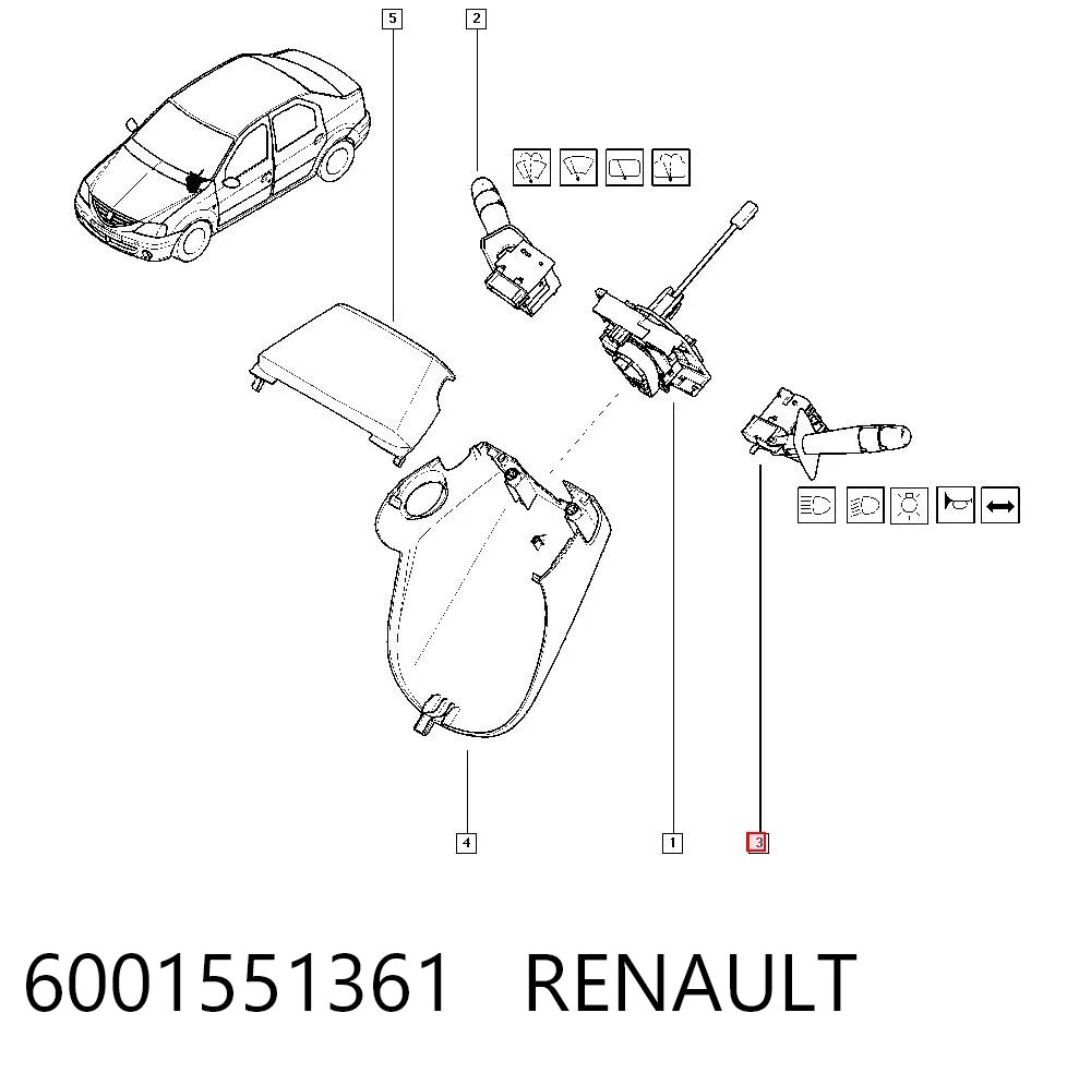 6001551361 Renault (RVI) Перемикач підрульовий, лівий
