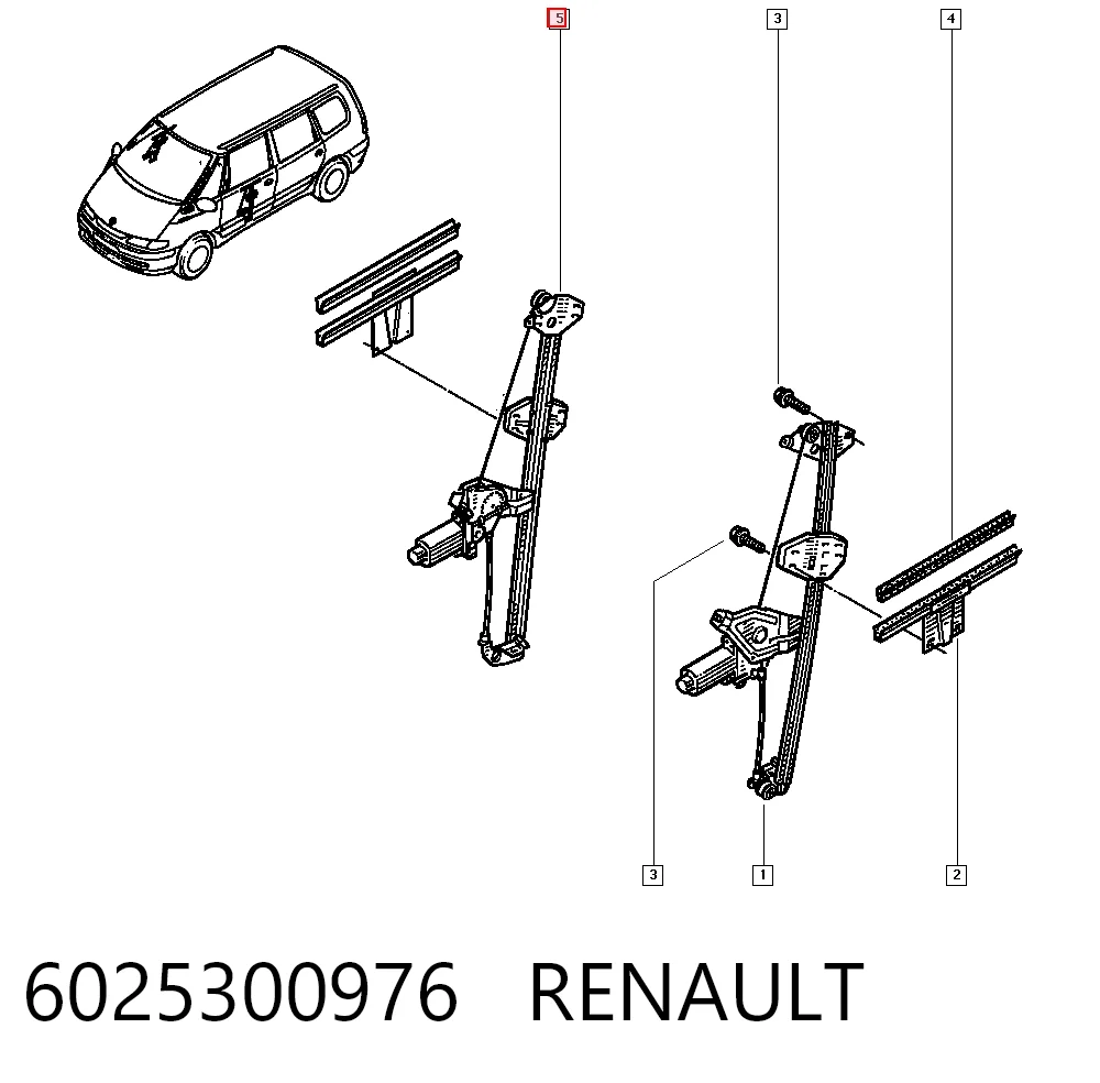 Механізм склопідіймача дверей передніх, правих Renault Espace III мінівен (JE) (1997 - 2003) ціна, від 22.62 USD