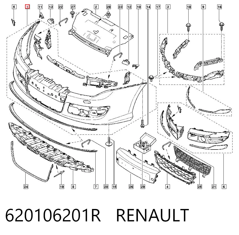 りうページ 620106201R Renault (RVI) передній бампер - купити онлайн в Україні