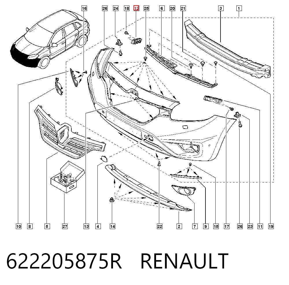 622205875R Renault (RVI) Кронштейн бампера переднього, правий
