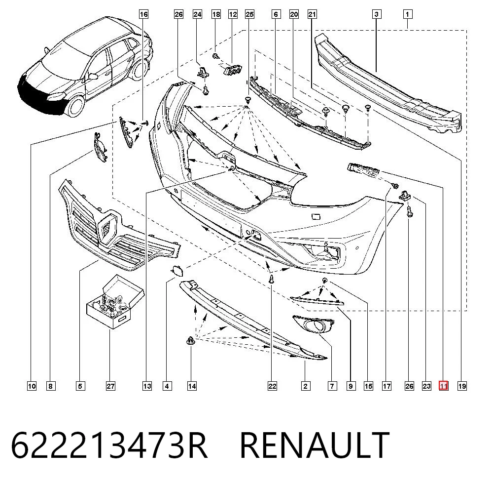 622213473R Renault (RVI) Лівий кронштейн переднього бампера