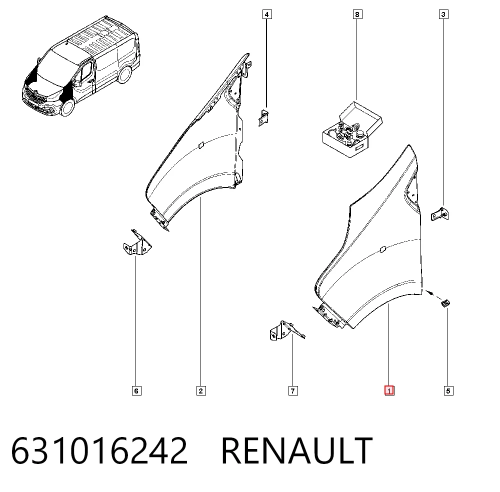 Ліве переднє крило Renault Trafic III бортова платформа (EG) (2014 - 2026) ціна, від 97.03 USD