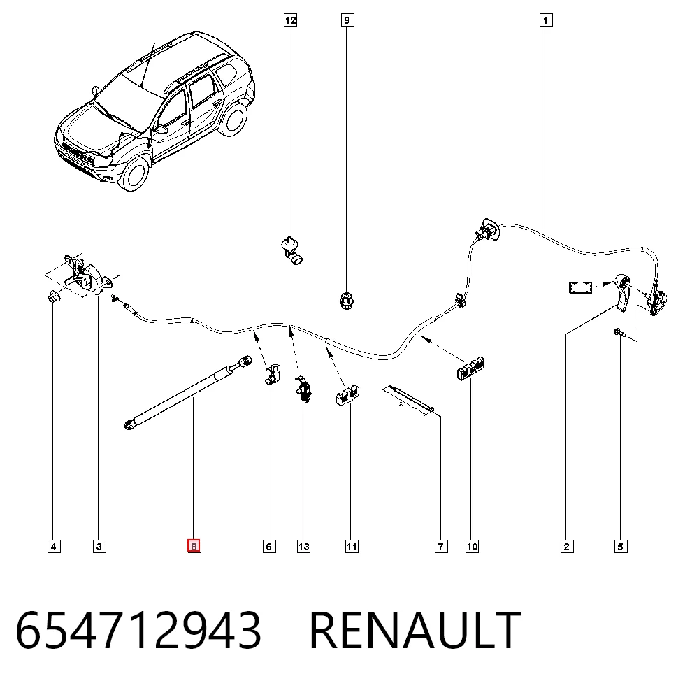 654712943 Renault (RVI) Стійка капота