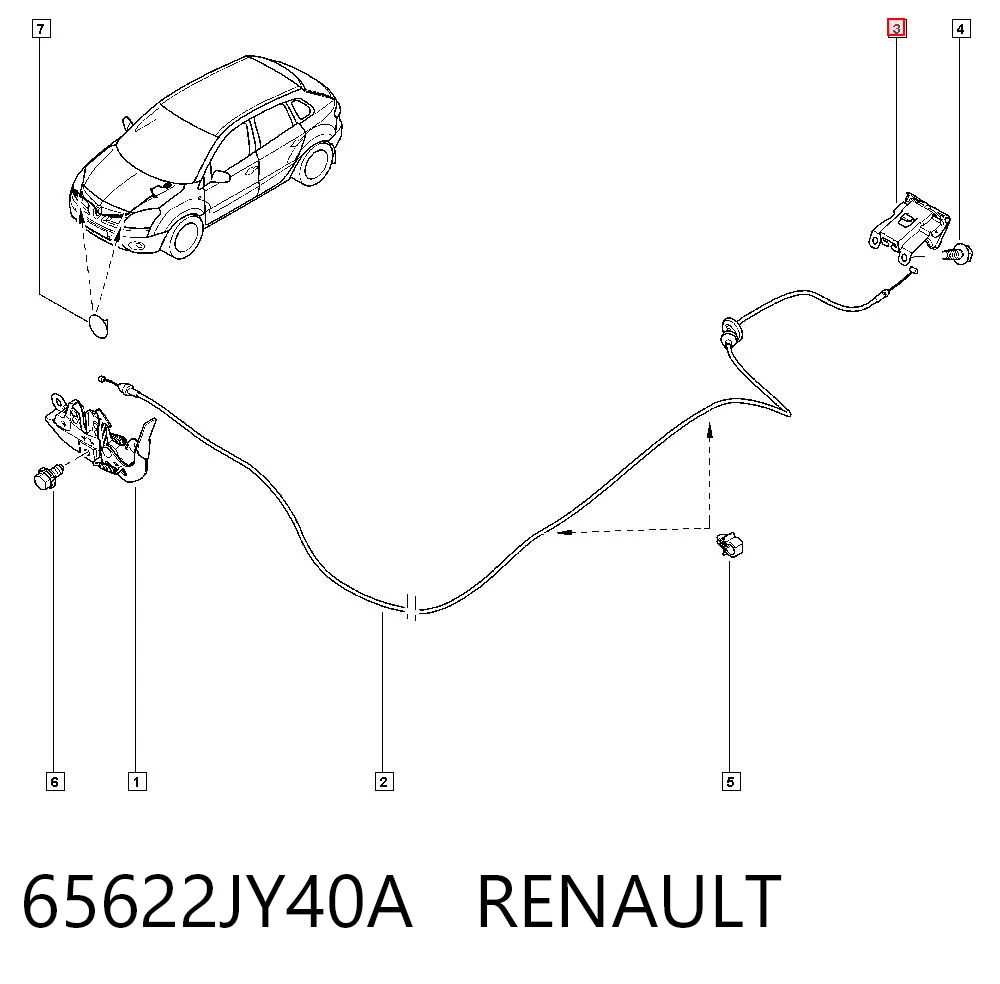 65622JY40A Renault (RVI) Ручка відкривання капота