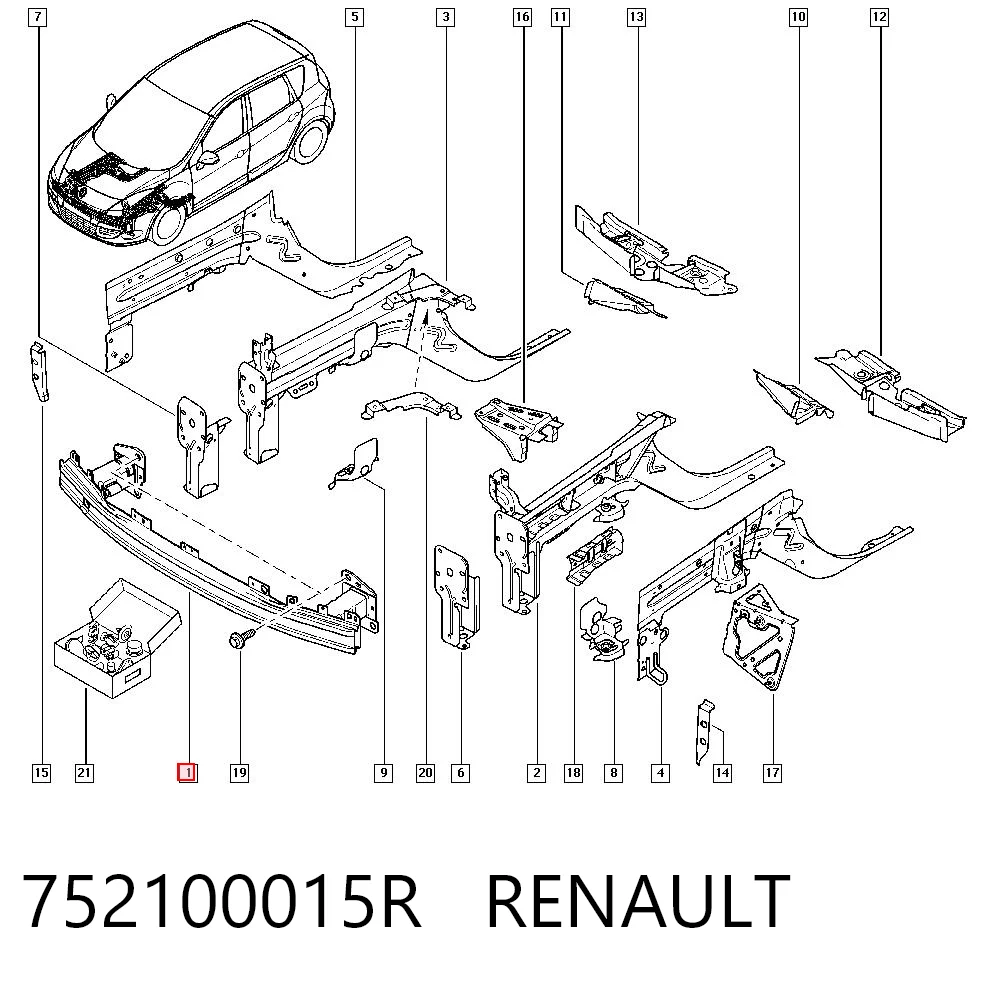 60730713 Polcar Балка бампера переднього