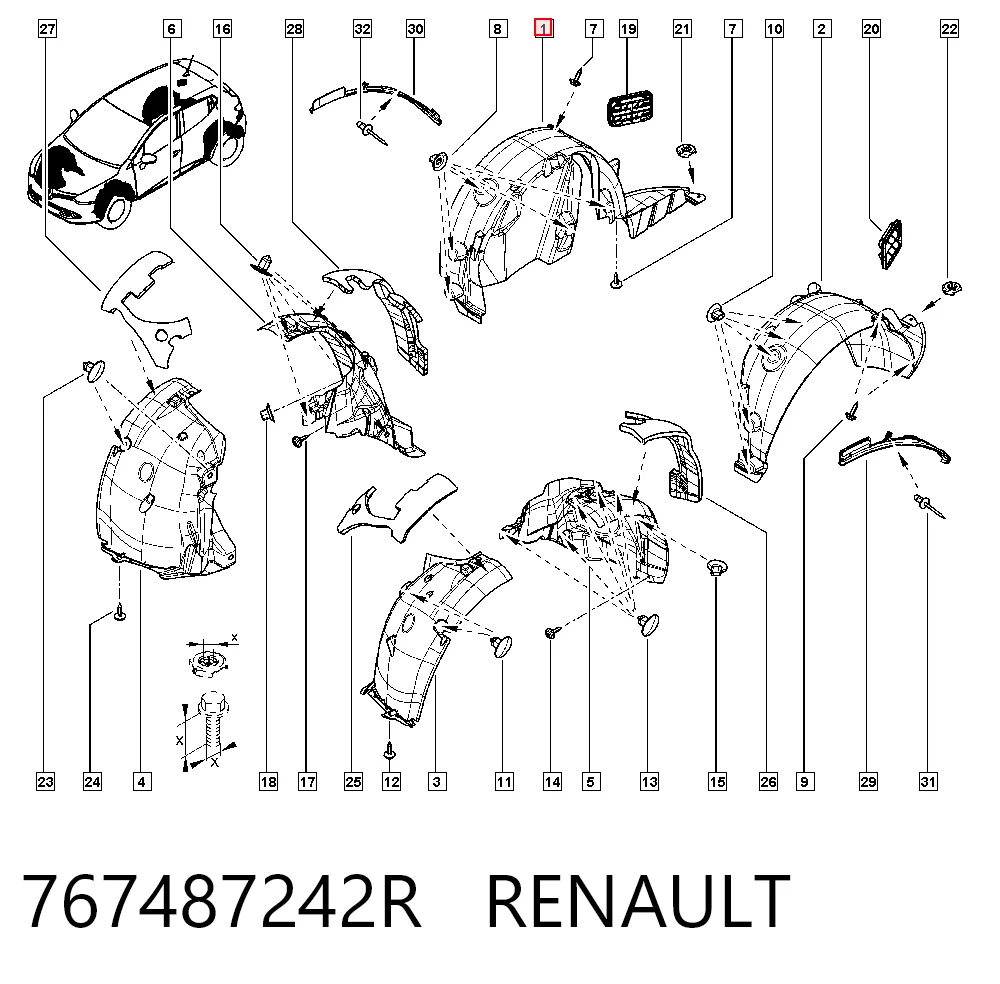 767483362R Nissan/Infiniti Підкрилок задній правий