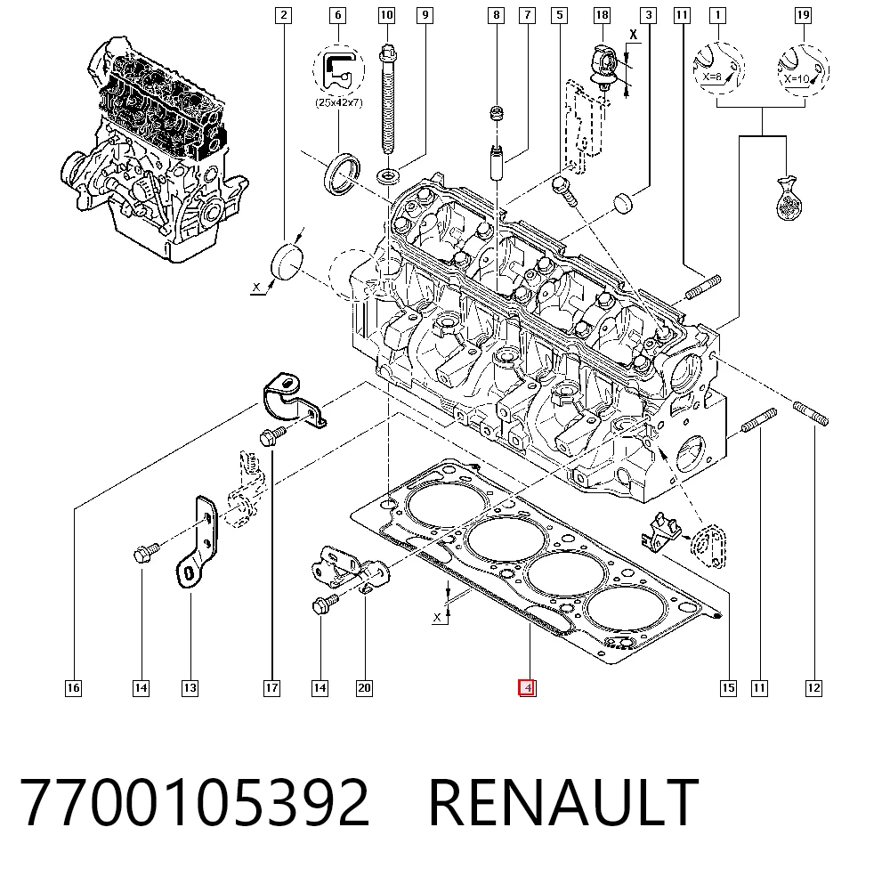 Прокладка ГБЦ Renault Megane SCENIC мінівен (JA0, JA1) (1996 - 2001) ціна, від 21.95 USD