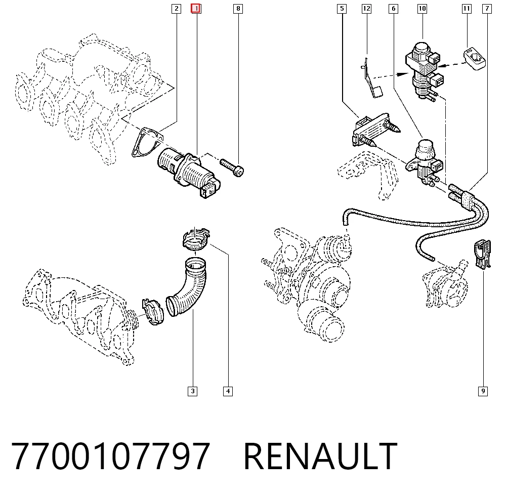 7700107797 Renault (RVI) Клапан рециркуляції відпрацьованих газів EGR
