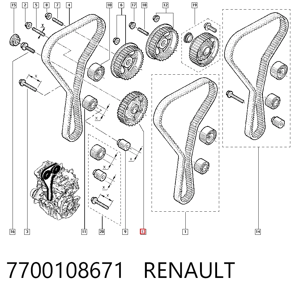 7700108671 Renault (RVI) Зірка-шестерня розподільного валу двигуна, впускного