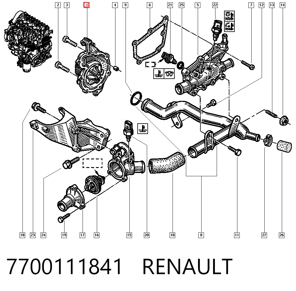 Насос охолодження на Renault Espace III JE