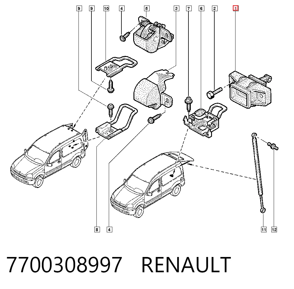 7700308997 Renault (RVI) Замок п'ятих дверей