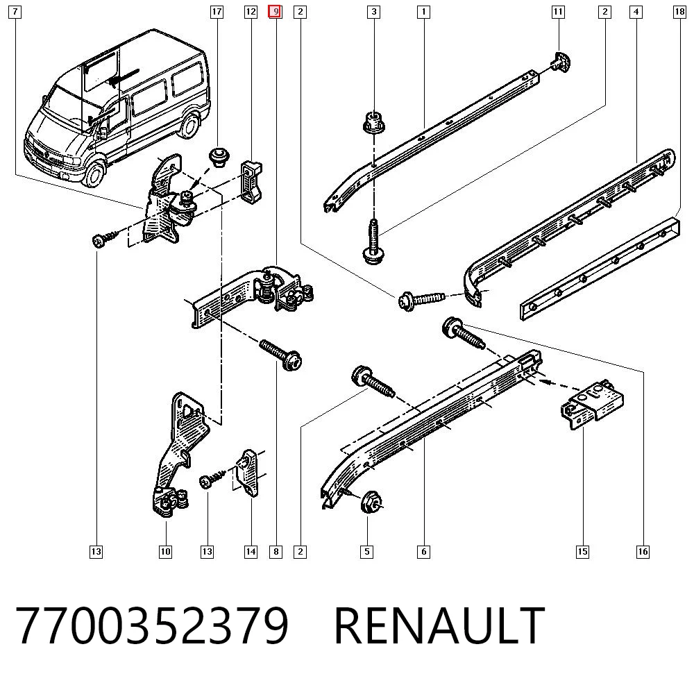 7700352379 Renault (RVI) Ролик дверей бічних/зсувних, правий центральний