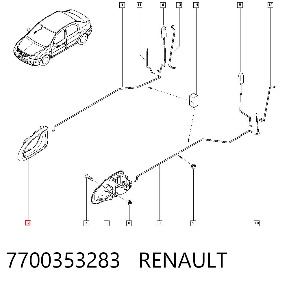 7700353283 Renault (RVI) Ручка двері правою внутрішня перед/зад