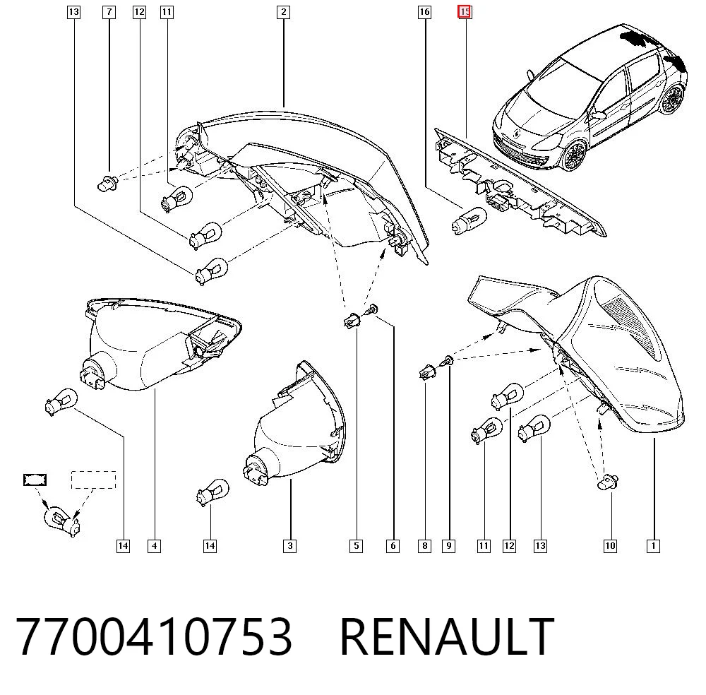 7700410753 Renault (RVI) Стоп-сигнал заднього скла