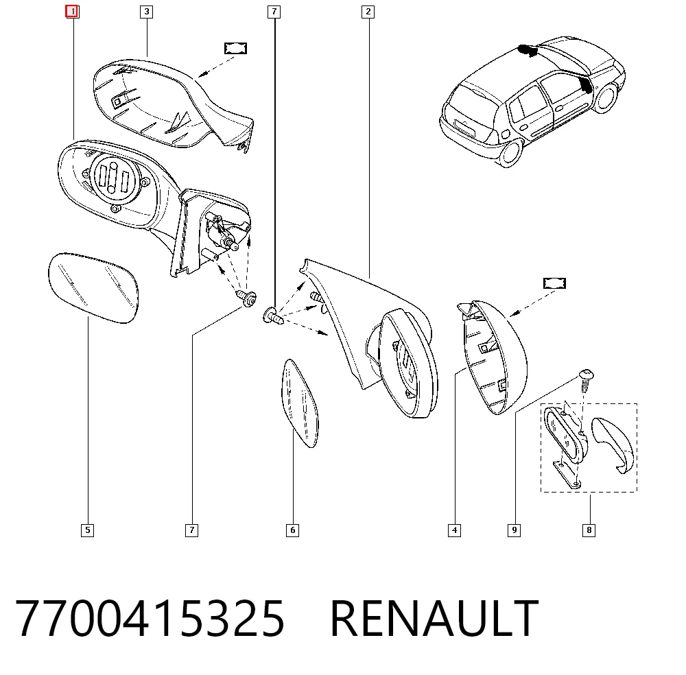 Ліве бічне дзеркало Polcar 6015511E ціна, від 28.67 USD