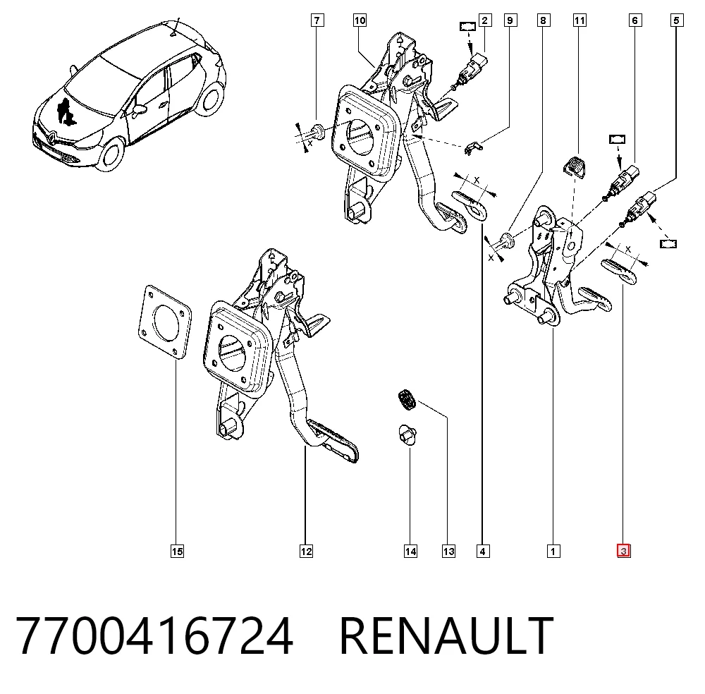 7700416724 Renault (RVI) Накладка педалі зчеплення