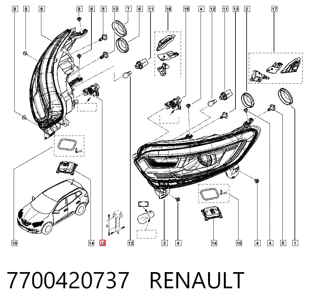  Коректор фар Renault Clio 2
