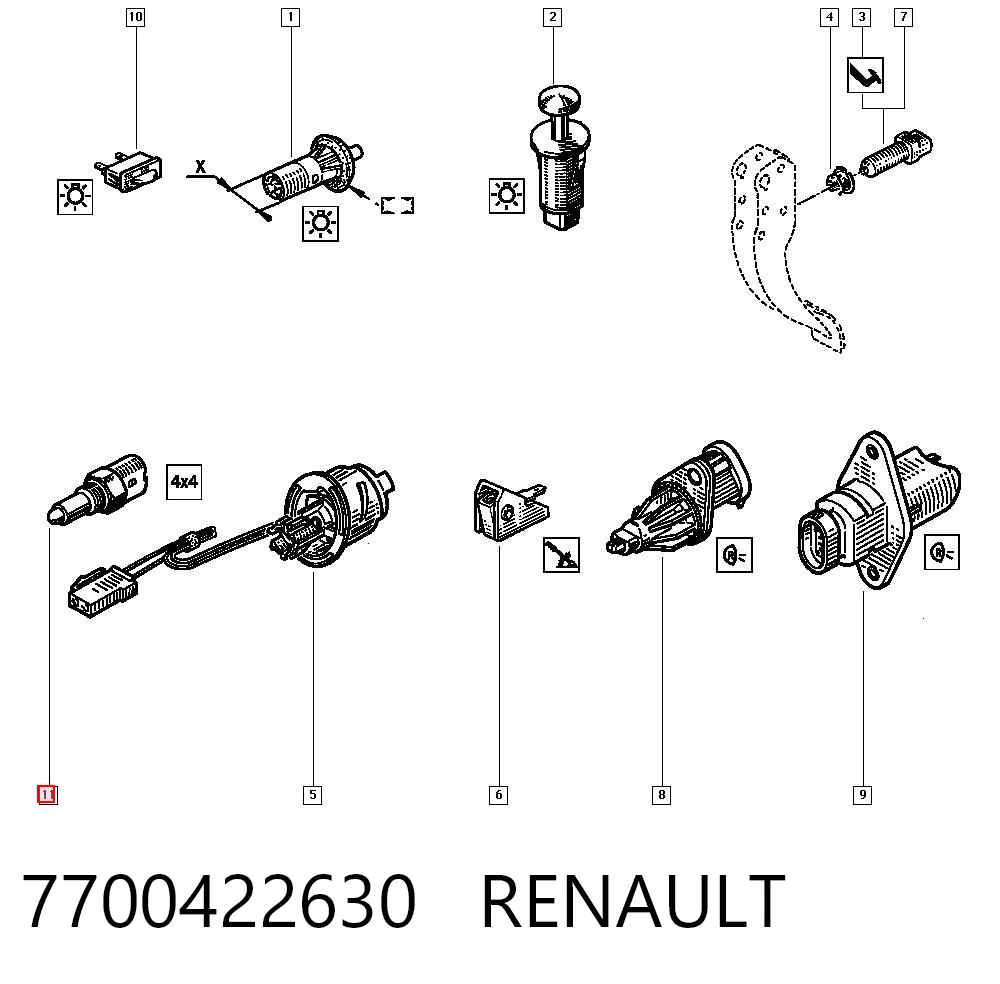 7700422630 Renault (RVI) Датчик включення ліхтарів заднього ходу