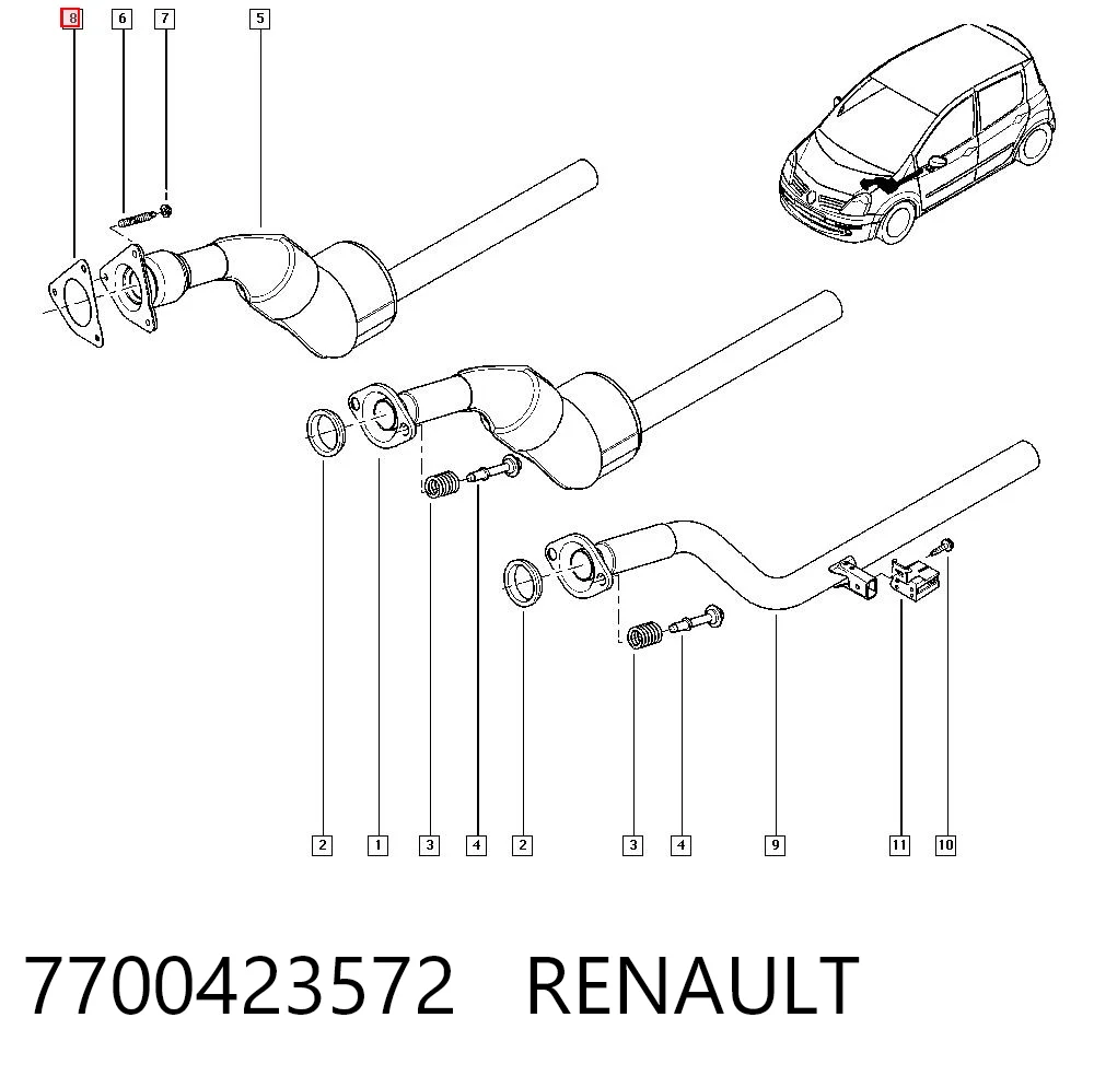  Прокладка глушника Renault Trafic 2