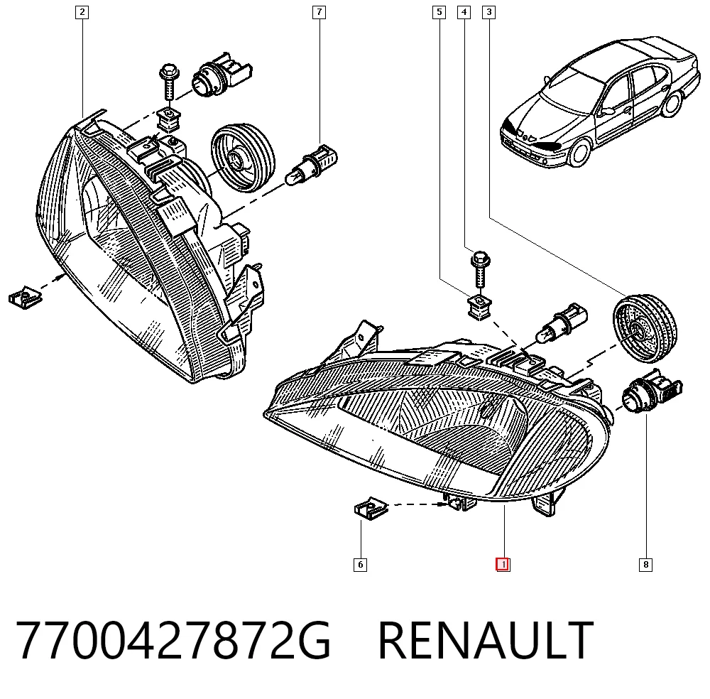 Купити Фара ліва Renault Megane I KA0, KA1