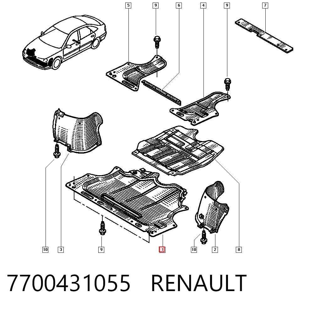 Захист піддона двигуна на Renault Laguna I B56, 556