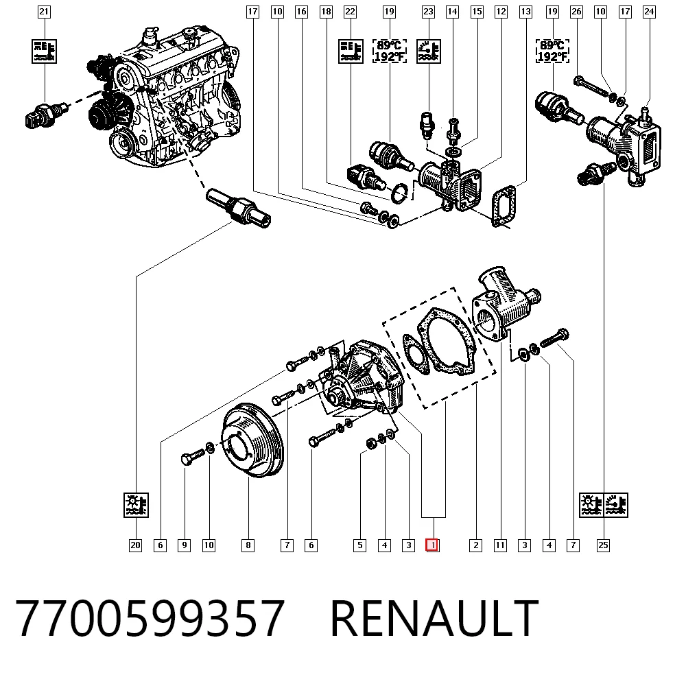 Помпа охолодження Renault 21 седан (L48) (1986 - 1994) ціна, від 38.81 USD