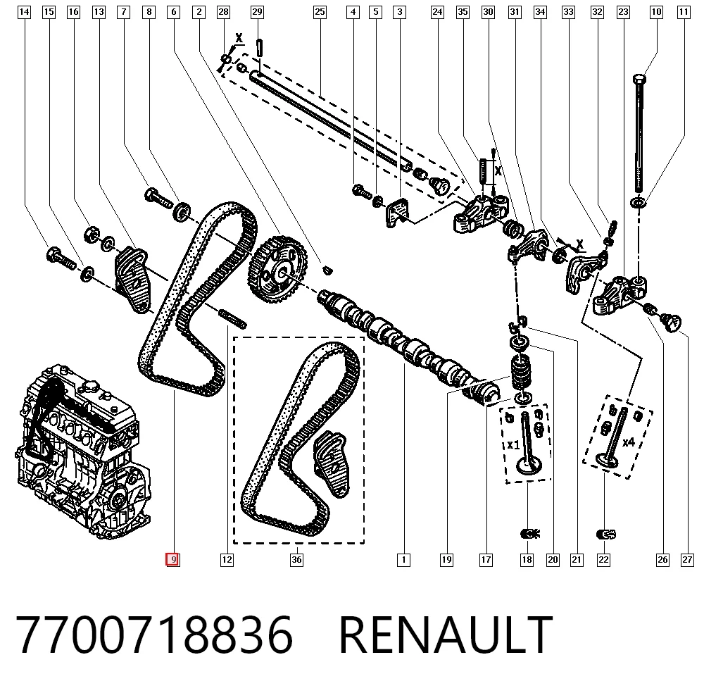  Ремінь ГРМ Renault Safrane 1