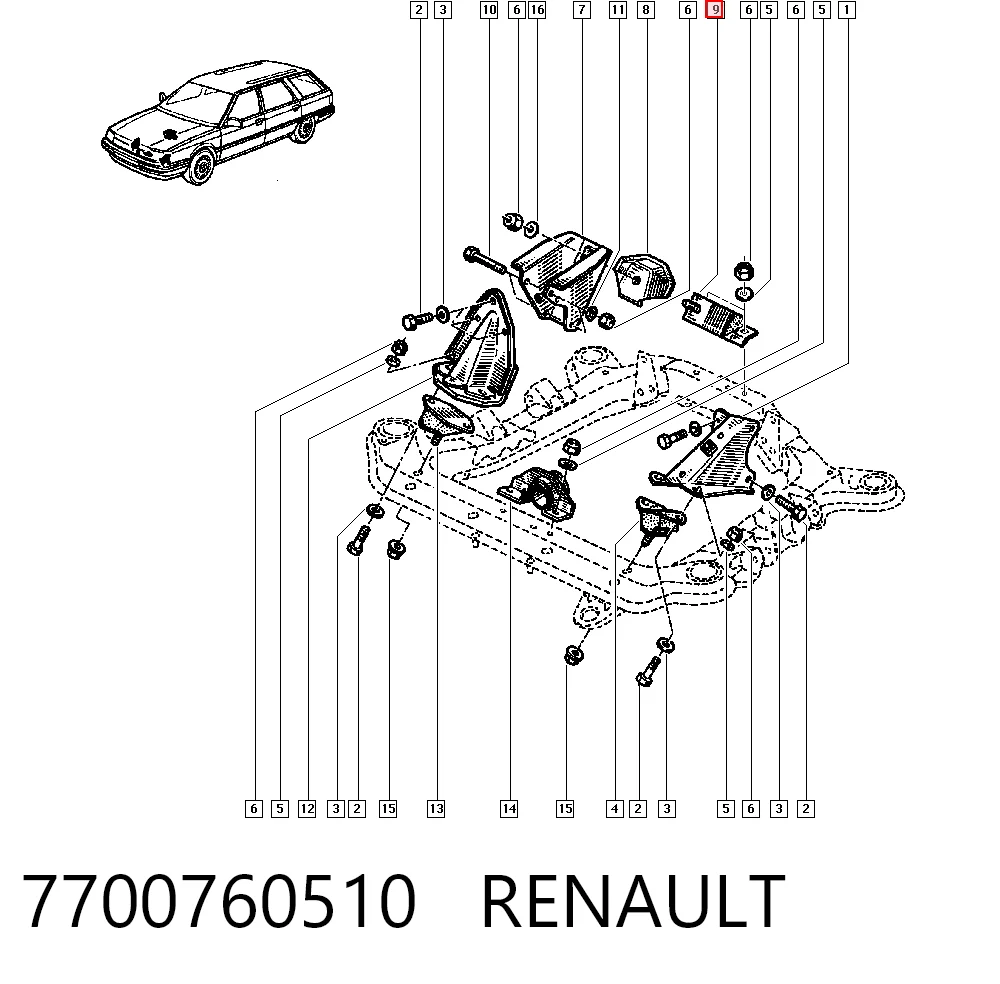 Задня подушка двигуна на Renault 11 5 dr BC37