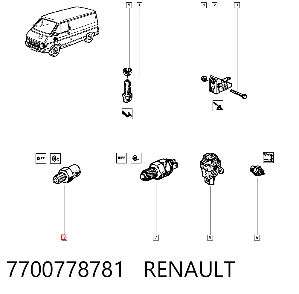  Датчик заднього ходу Renault 25 