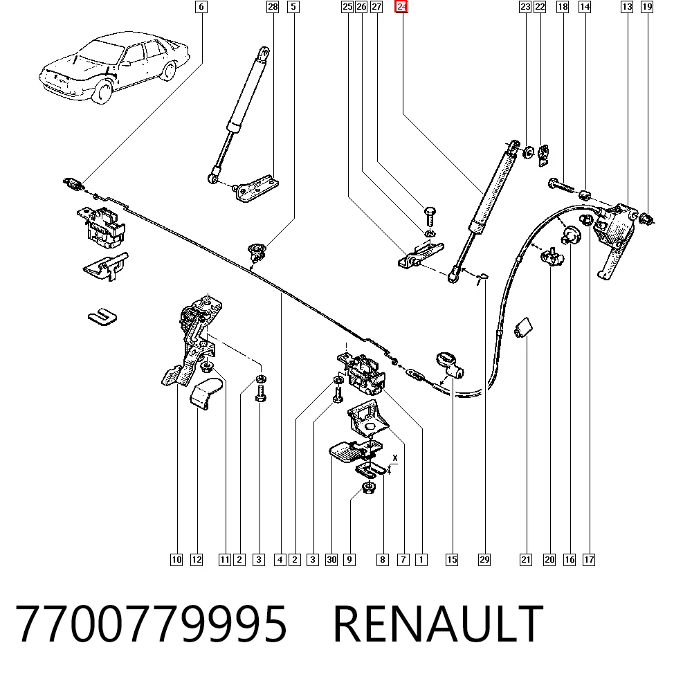Стійка капота на Renault 25  B29