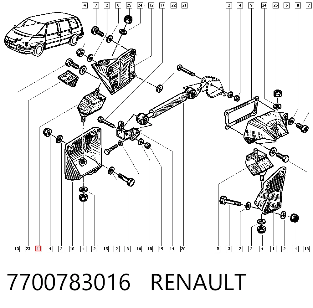  Подушка (опора) двигуна, права Renault 25 