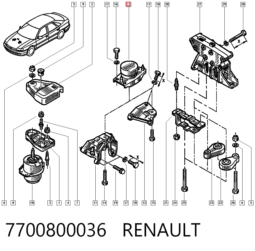 Ліва опора двигуна на Renault Safrane I B54