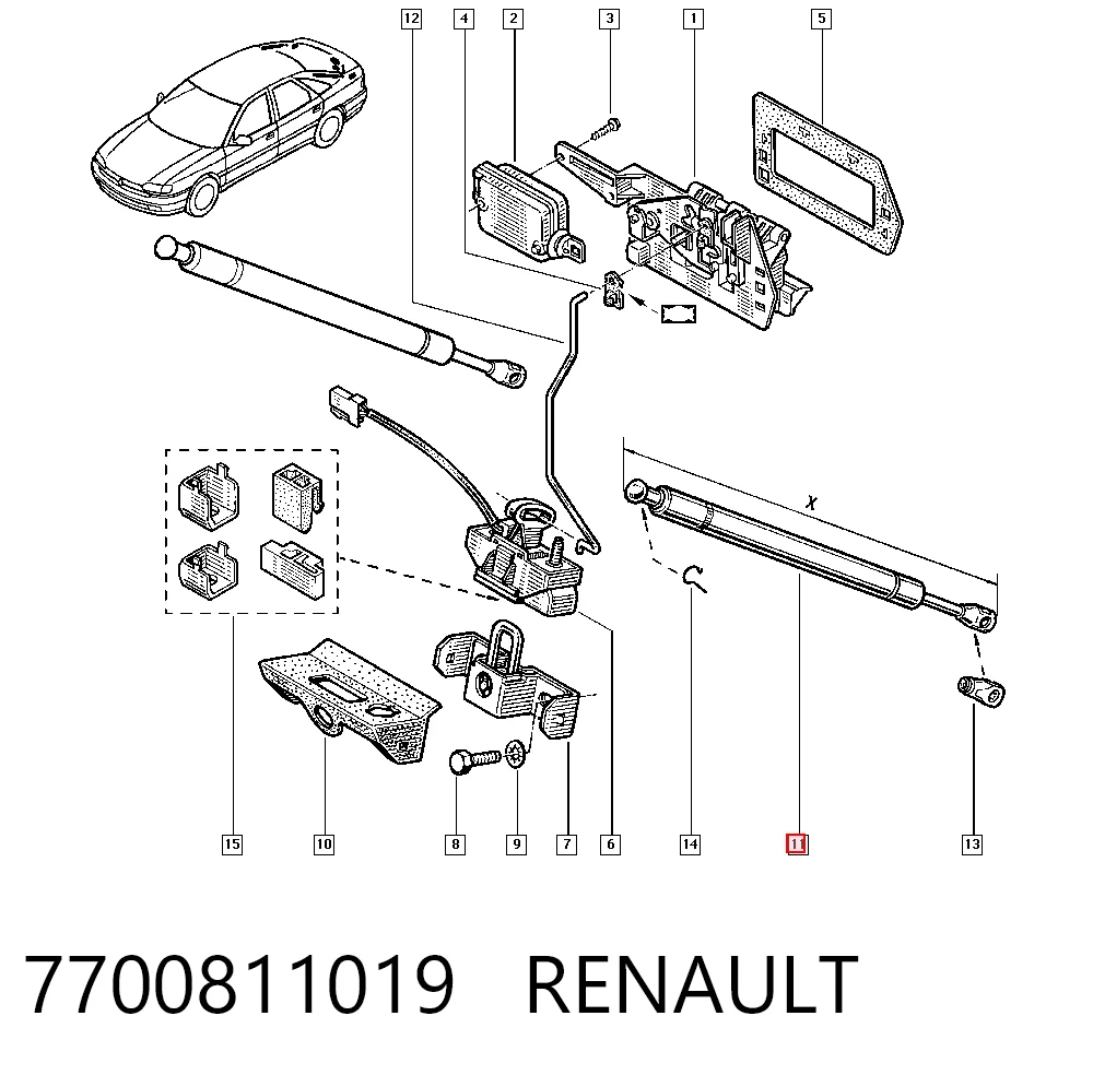 Амортизатор двері задньої Renault Safrane I хетчбек (B54) (1992 - 1996) ціна, від 6.33 USD